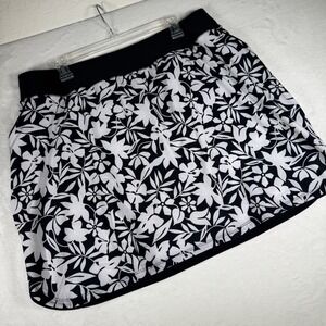 Lands End NWOT Womens Quick Dry BoardSkort Black White Floral Swim Skirt Size 18